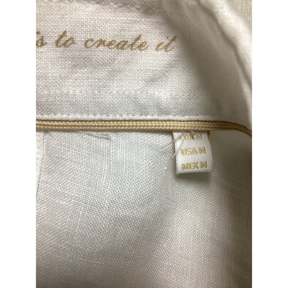 Porter And Ash White Linen Shirt Men's Medium Short Sleeve Button Down - Picture 4 of 9